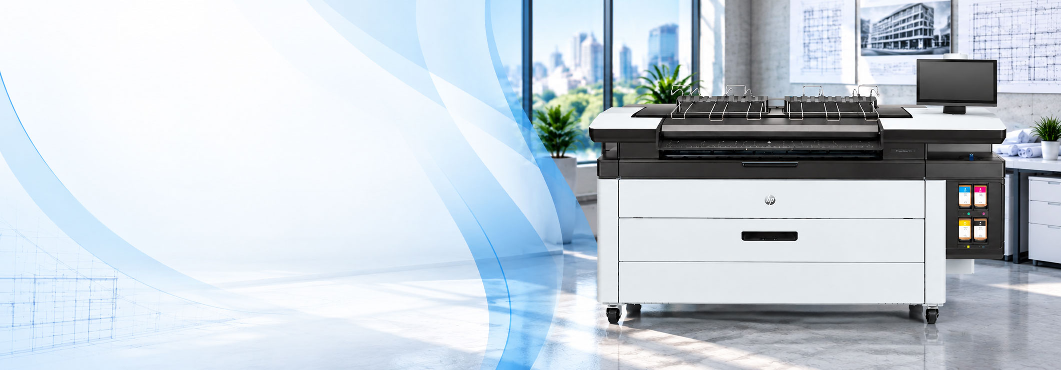 HP PageWide XL 4250 printer in a large-format print room