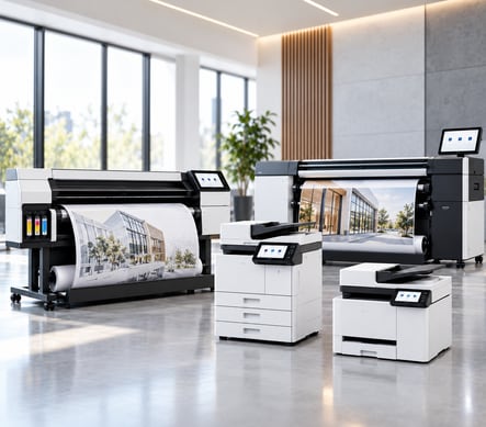 HP DesignJet wide format printers and office printers in the SBR showroom